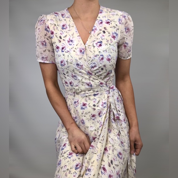 NWT JessaKae Floral Wrap Short Sleeve Maxi Dress Size XS - Picture 5 of 11